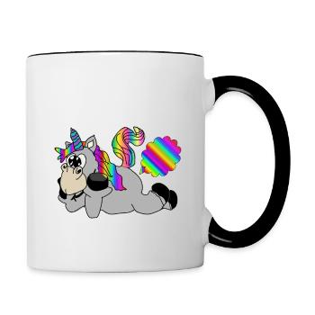 péter péter licorne - Mug contrasté - blanc/noir - Droite