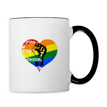LGBT Regenbogen Flagge Schwul Lesbisch Gay Pride - Tasse zweifarbig - Weiß/Schwarz - Rechts