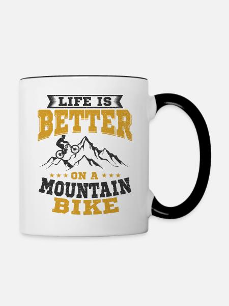 Mountainbike - Tasse zweifarbig - Weiß/Schwarz