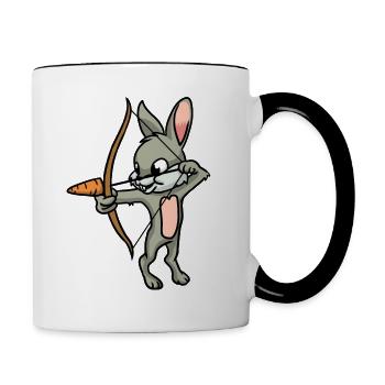 Archery Rabbit Arrow And Bow Carrot Sport - Contrasting Mug - white/black - Right