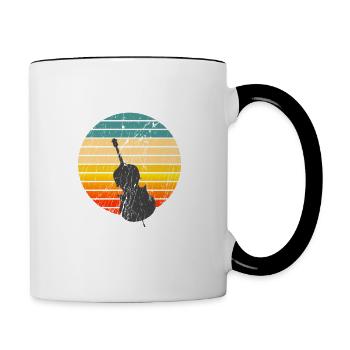 Basse Contrebasse Vintage Retro Sunset - Mug contrasté - blanc/noir - Droite