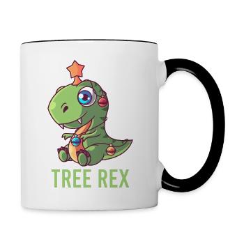 Süßes Tree Rex T-Rex Weihnachtsmann Geschenk Licht - Tasse zweifarbig - Weiß/Schwarz - Rechts