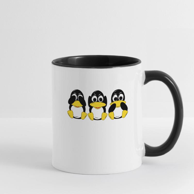 3 Linux penguins hear see speak computer scientists Contrasting Mug