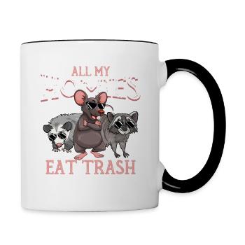 Opossum Oppossum Beuteltier nachtaktives Tier - Tasse zweifarbig - Weiß/Schwarz - Rechts