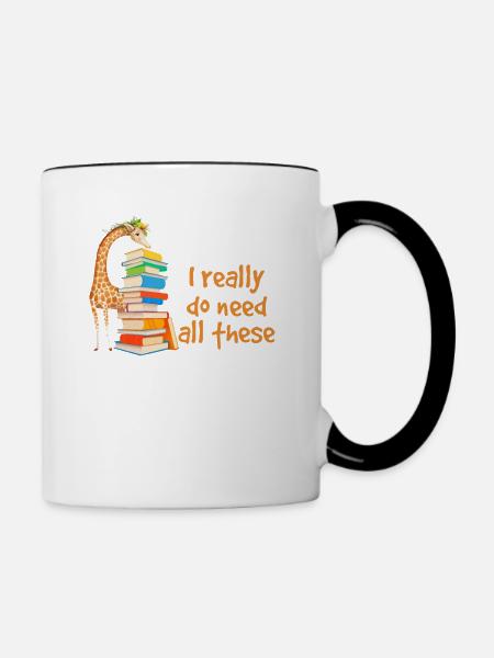 Buchliebhaber Buch Fanbuch Fanbuch Junkie Giraffen - Tasse zweifarbig - Weiß/Schwarz