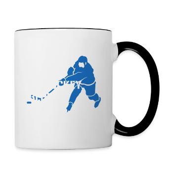 Eat Sleep Eishockey Repeat Eissport Eishockey - Tasse zweifarbig - Weiß/Schwarz - Rechts