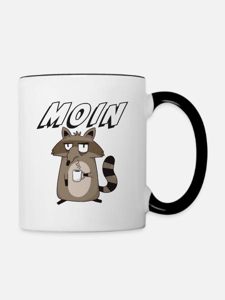 Waschbär Kaffee MOIN - Tasse zweifarbig - Weiß/Schwarz