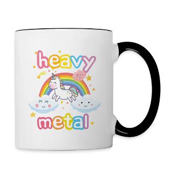 heavy Metal Einhorn Lustig - Tasse zweifarbig - Weiß/Schwarz - Rechts
