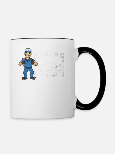 Bin ich ölig bin ich fröhlich Mechaniker Schrauber - Tasse zweifarbig - Weiß/Schwarz