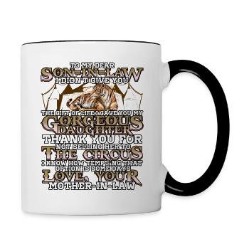 Ich liebe meinen Schwiegersohn Geschenkidee für ve - Tasse zweifarbig - Weiß/Schwarz - Rechts