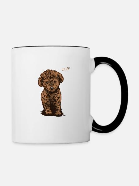 Wuff Welpe - Tasse zweifarbig - Weiß/Schwarz