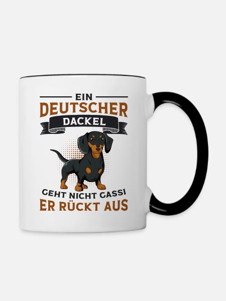 Dackel - Tasse zweifarbig - Weiß/Schwarz