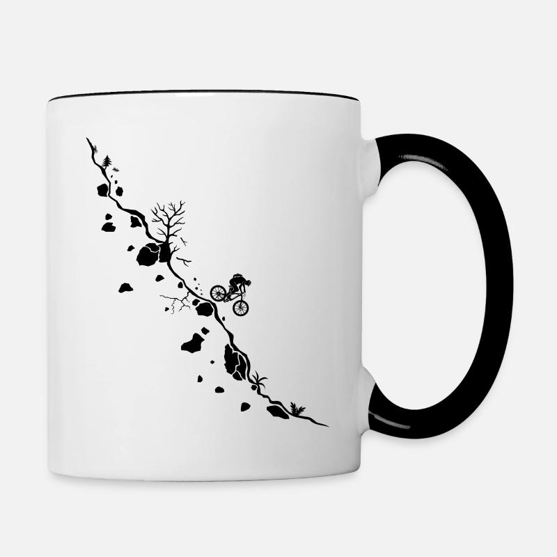 VTT, descente, vélo, pente, descente, - Mug contrasté - blanc/noir
