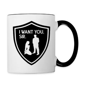BDSM T-Shirt I WANT YOU SIR - Mug contrasté - blanc/noir - Droite