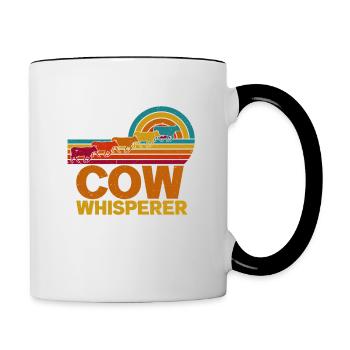 Colorful nostalgic retro farmer COW WHISPERER - Contrasting Mug - white/black - Right
