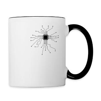 Processor, CPU, Technology, Electronics, Heart - Contrasting Mug - white/black - Right