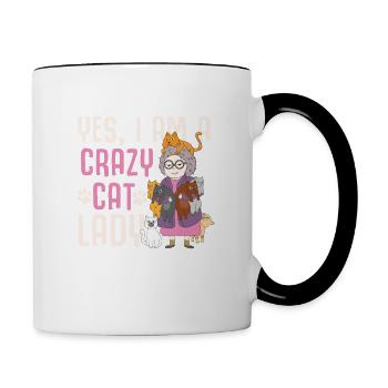 Yes, I am a crazy cat lady and my husband a crazy - Tasse zweifarbig - Weiß/Schwarz - Rechts