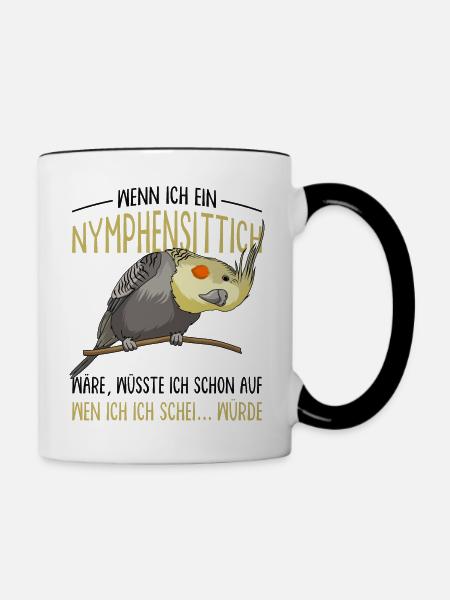 Nymphensittich - Tasse zweifarbig - Weiß/Schwarz