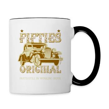 Built In Fifties Original And Unrestored Born 1950 - Tasse zweifarbig - Weiß/Schwarz - Rechts