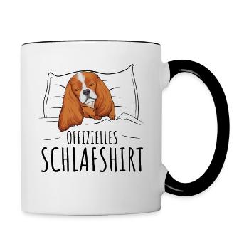 Cavalier King Charles Spaniel - Tasse zweifarbig - Weiß/Schwarz - Rechts