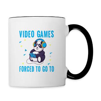Né, Pour Jouer à des jeux vidéo, Le Forcé - Mug contrasté - blanc/noir - Droite
