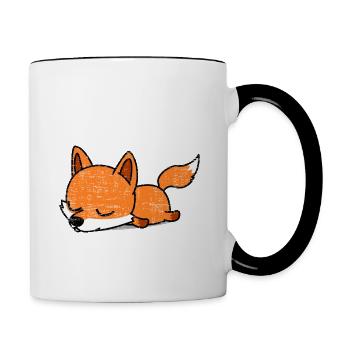 Fuchs Schlafshirt - Tasse zweifarbig - Weiß/Schwarz - Rechts