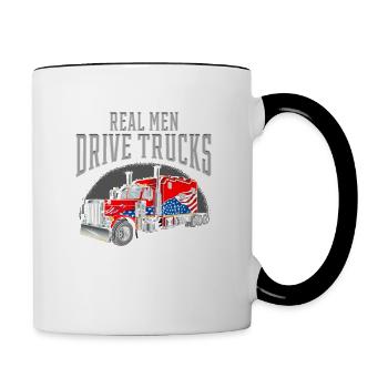Real men drive trucks. Design for truck drivers - Contrasting Mug - white/black - Right