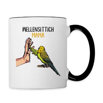 Wellensittich Mama Vogelbesitzerin - Tasse zweifarbig - Weiß/Schwarz - Rechts
