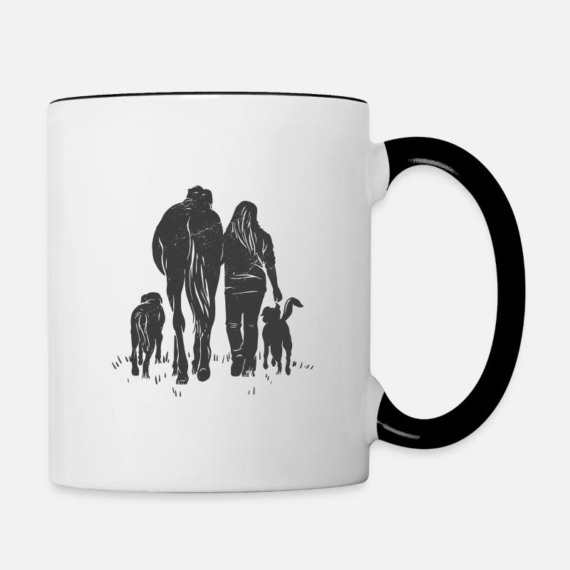 Pferd Mädchen Hund Liebe - Tasse zweifarbig - Weiß/Schwarz