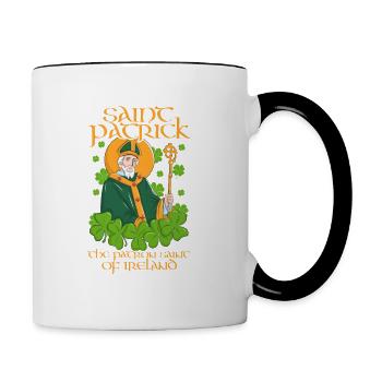 The Patron Saint of Ireland is Saint Patrick. - Contrasting Mug - white/black - Right