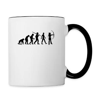 Frauen Bogenschießen Evolution Pfeil - Tasse zweifarbig - Weiß/Schwarz - Rechts