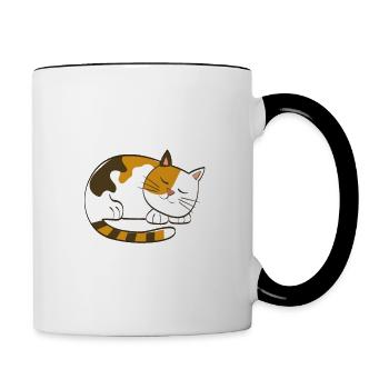 Chat endormi Cadeau amusant - Mug contrasté - blanc/noir - Droite