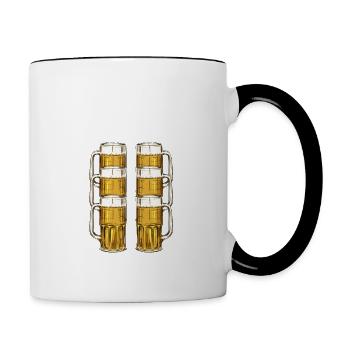 Beer version. Check - Out My Six-Pack. - Contrasting Mug - white/black - Right