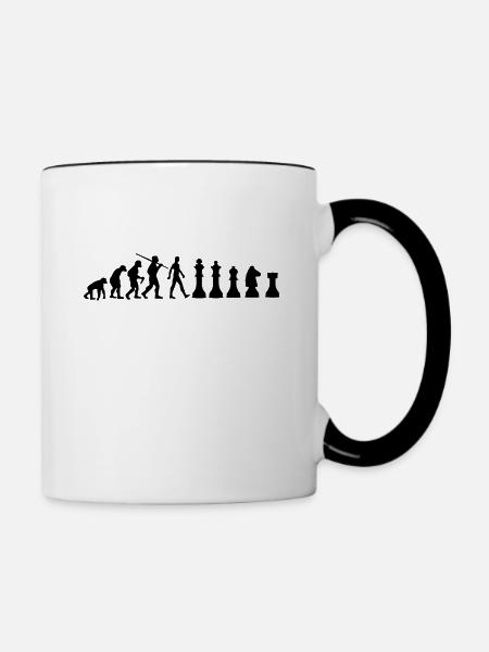 Chess Evolution Schach - Tasse zweifarbig - Weiß/Schwarz