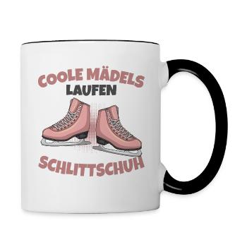 Schlittschuhe - Tasse zweifarbig - Weiß/Schwarz - Rechts