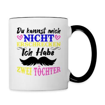 Vater von zwei Töchtern Papa Tochter Vatertag - Tasse zweifarbig - Weiß/Schwarz - Rechts