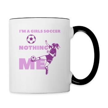 Fußball Mädchen Spieler und lustige Pun Sprüche Ge - Tasse zweifarbig - Weiß/Schwarz - Rechts