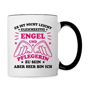 Pflegerin Pflege Lustiger Spruch Krank Geschenk - Tasse zweifarbig - Weiß/Schwarz - Rechts