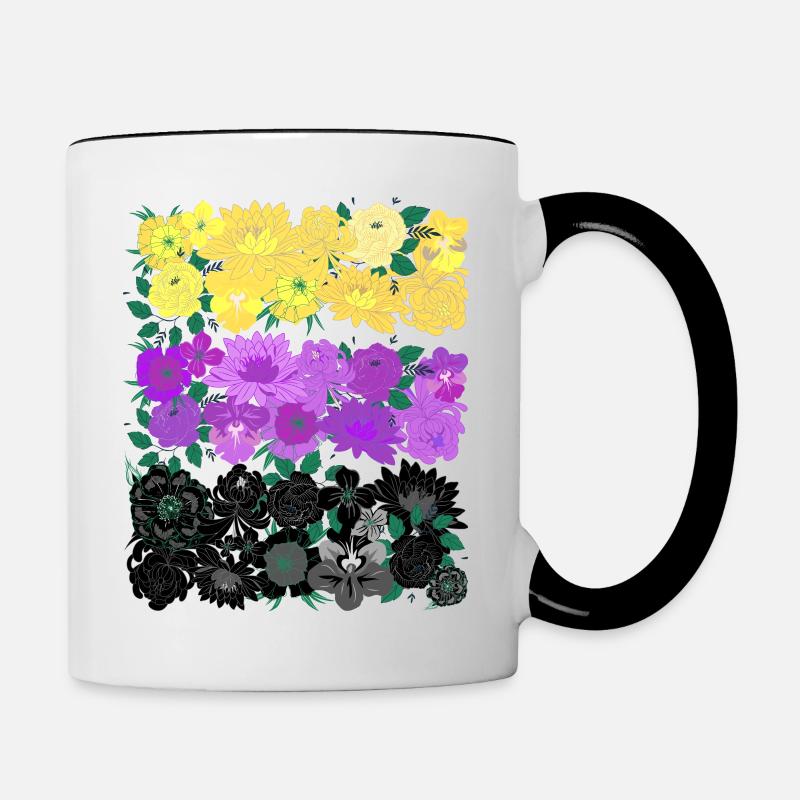 Non binary flower flag - Tasse zweifarbig - Weiß/Schwarz