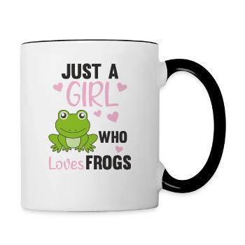 Just a girl who loves Frogs süßer Frosch - Tasse zweifarbig - Weiß/Schwarz - Rechts