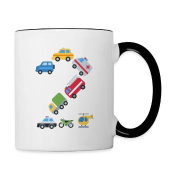 2 ans 2 anniversaire anniversaire d’enfant - Mug contrasté - blanc/noir - Droite