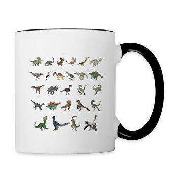 Mein Dinosaurier Alphabet Dino A-Z ABC T-Rex - Tasse zweifarbig - Weiß/Schwarz - Rechts