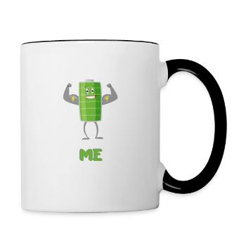 Children – Battery full – Energy – Battery charged - Contrasting Mug - white/black - Right