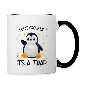 Penguin Don't Grow Up - Contrasting Mug - white/black - Right