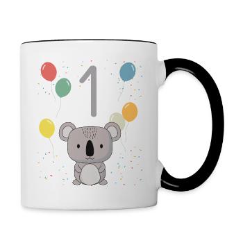 1er anniversaire anniversaire d’enfant 1 ans Koala - Mug contrasté - blanc/noir - Droite