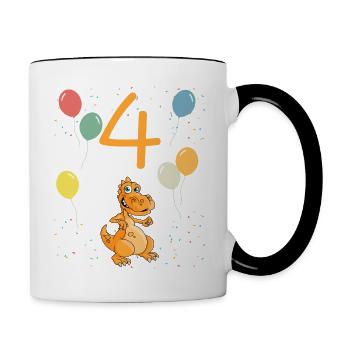 4th birthday children's birthday 4 years - Contrasting Mug - white/black - Right