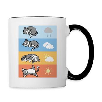 drôle de temps dormant les chats câlins tenue - Mug contrasté - blanc/noir - Droite
