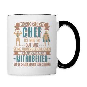 Tasse für Chef - Tasse zweifarbig - Weiß/Schwarz - Rechts