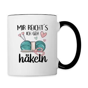 Häklerin Häkeln Strickerin Häklerin Geschenk - Tasse zweifarbig - Weiß/Schwarz - Rechts