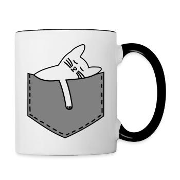 Chat dans le sac - Mug contrasté - blanc/noir - Droite